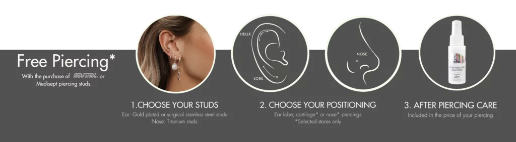 Studex Plus April Crystal Titanium Ear Piercing Earrings Bezel Setting